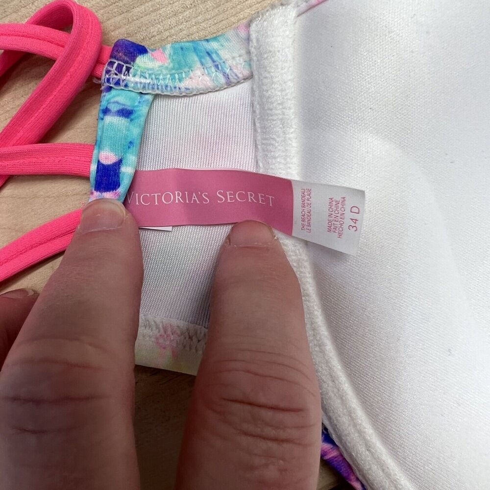 Victoria's Secret Halter Bikini Top Swimsuit‎ 34D Underwire Floral Beach Swim - Picture 7 of 7